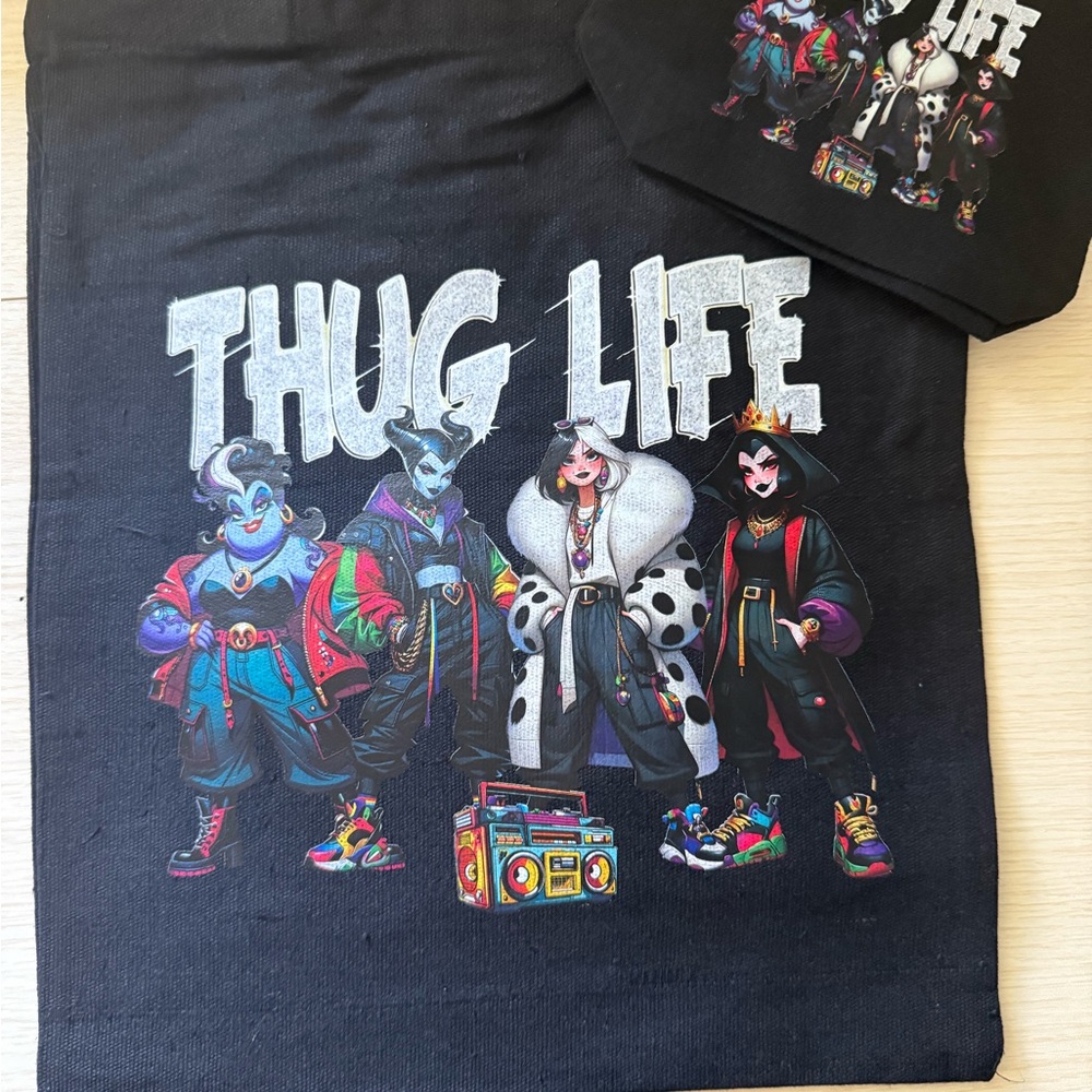 Thug Life Graphic Black Tote Bag